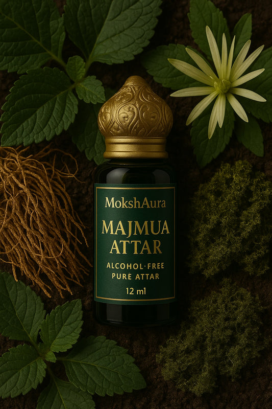 Majmua Attar – Traditional Herbal Attar | Earthy, Fresh, Alcohol-Free Perfume Oil | Long-Lasting Unisex Fragrance by MokshAura